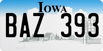IA license plate BAZ393
