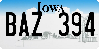 IA license plate BAZ394