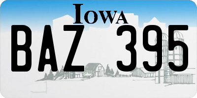 IA license plate BAZ395