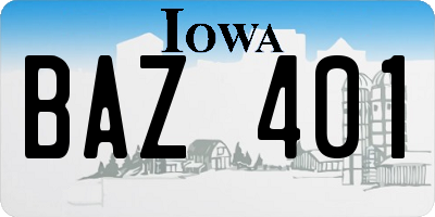 IA license plate BAZ401