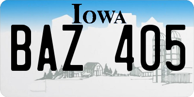 IA license plate BAZ405