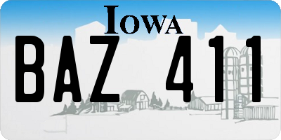 IA license plate BAZ411