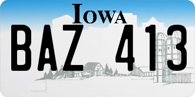 IA license plate BAZ413