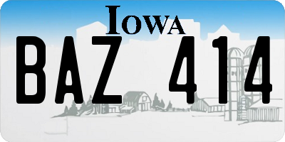 IA license plate BAZ414