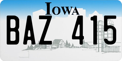 IA license plate BAZ415