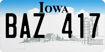 IA license plate BAZ417