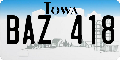 IA license plate BAZ418