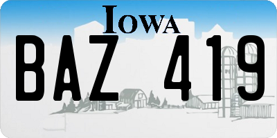 IA license plate BAZ419