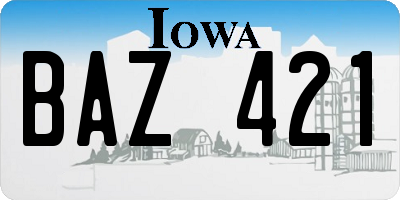 IA license plate BAZ421