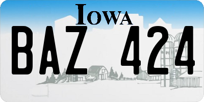 IA license plate BAZ424