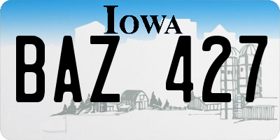 IA license plate BAZ427