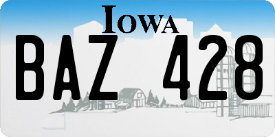 IA license plate BAZ428