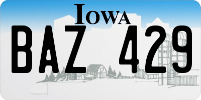 IA license plate BAZ429