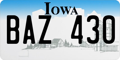 IA license plate BAZ430