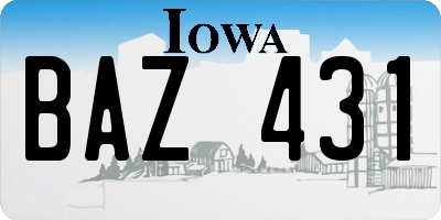 IA license plate BAZ431