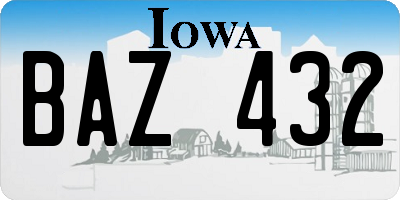 IA license plate BAZ432