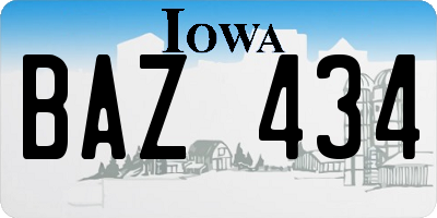 IA license plate BAZ434