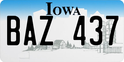 IA license plate BAZ437