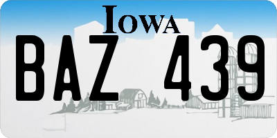 IA license plate BAZ439