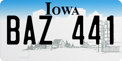 IA license plate BAZ441