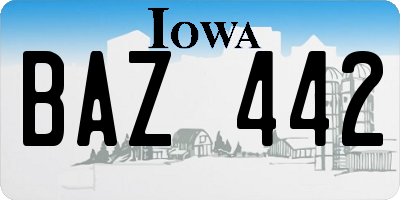 IA license plate BAZ442