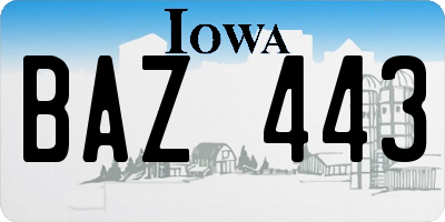 IA license plate BAZ443