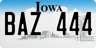 IA license plate BAZ444