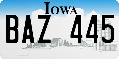 IA license plate BAZ445