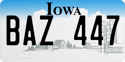 IA license plate BAZ447