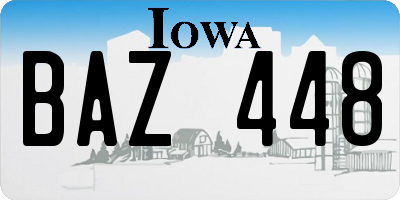 IA license plate BAZ448