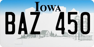 IA license plate BAZ450