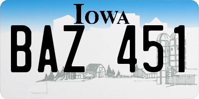 IA license plate BAZ451