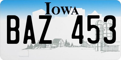 IA license plate BAZ453