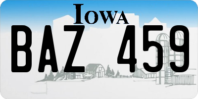 IA license plate BAZ459