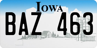 IA license plate BAZ463