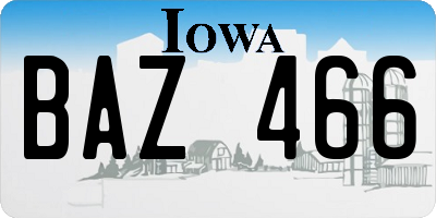 IA license plate BAZ466