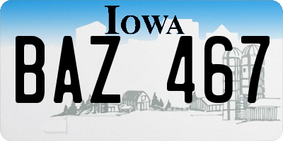 IA license plate BAZ467