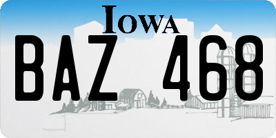 IA license plate BAZ468