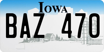 IA license plate BAZ470