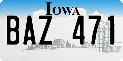 IA license plate BAZ471