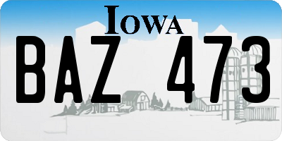 IA license plate BAZ473