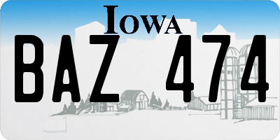 IA license plate BAZ474