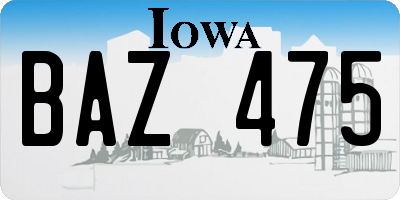 IA license plate BAZ475