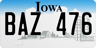 IA license plate BAZ476
