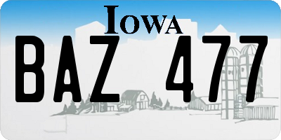 IA license plate BAZ477