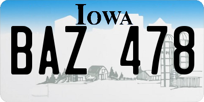 IA license plate BAZ478