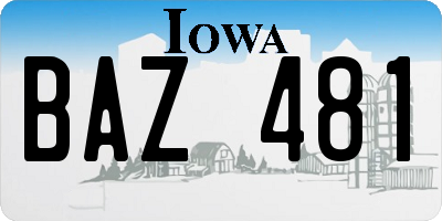 IA license plate BAZ481
