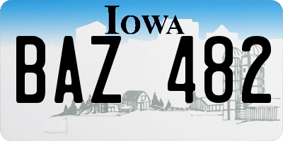 IA license plate BAZ482