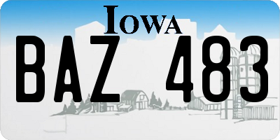 IA license plate BAZ483