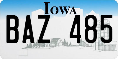 IA license plate BAZ485